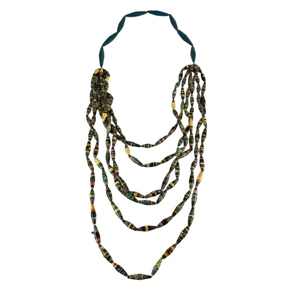 Handmade Multicolor Beaded 27" Necklace 6-Strand Eco-Friendly African-Inspired - Picture 1 of 4